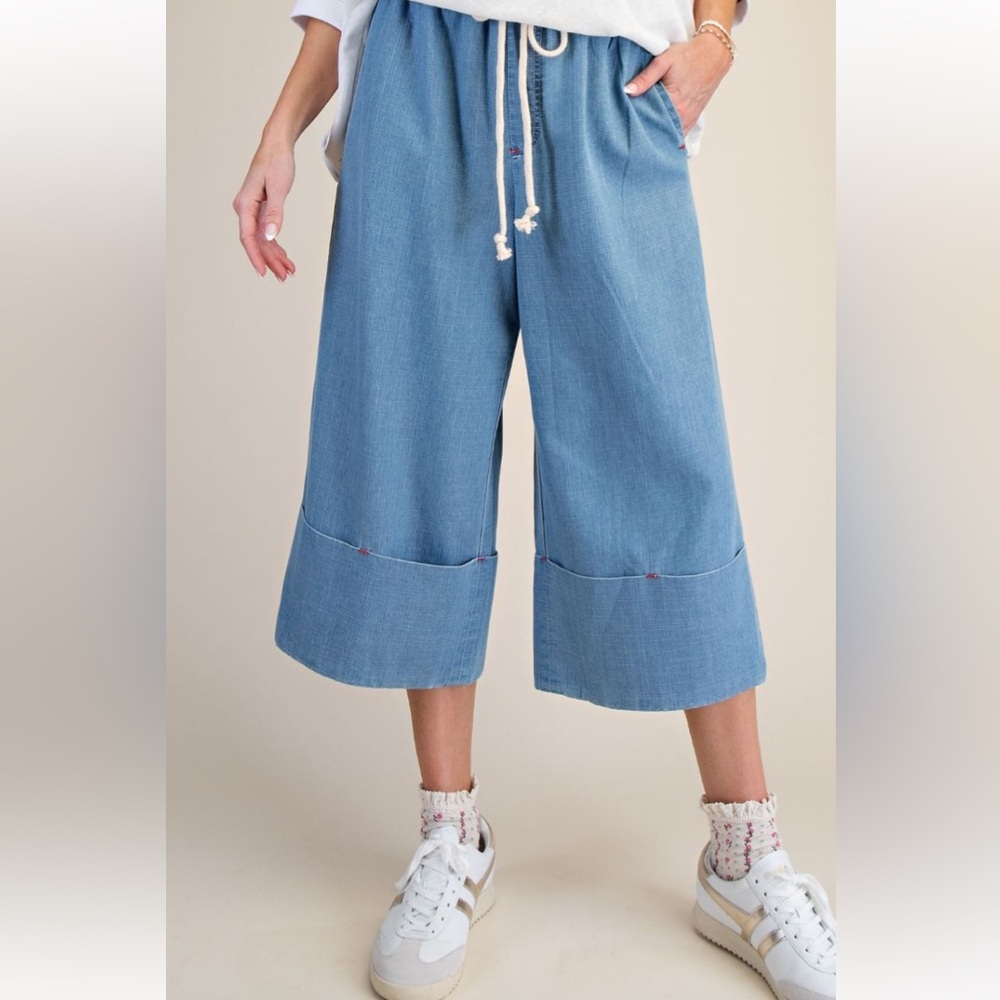 Easel Blue Wide-Leg Pants